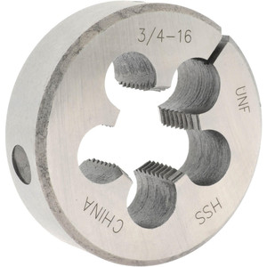 Value Collection Round Die: 3/4-16, 2" OD, High Speed Steel Adjustable, Right Hand Thread 314-1370 - 03776549