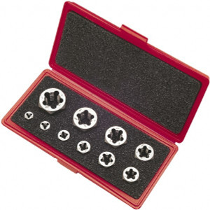Greenfield Threading 1/4-20 to 1-8 UNC, Hex Die Set Carbon Steel, 10 Piece Set, Comes with Metal Case 403520 - 33164484