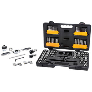 GEARWRENCH Tap & Die Set: #4-40 to 1/2-20 Taps, #4-40 to 1/2-20 Dies, BSP, Metric Coarse, Metric Fine, NPT, UNC & UNF Carbon Steel, 1" Hex Dies, Plug, 77 Pc Set 3887 - 62070974