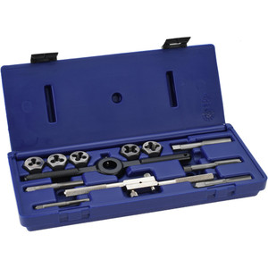 IRWIN Tap & Die Set: 1/4-20 to 1/2-13 Taps, 1/4-20 to 1/2-13 Dies, UNC Carbon Steel, Bright Finish, 1" Hex Dies, 12 Pc 24612 - 77261378
