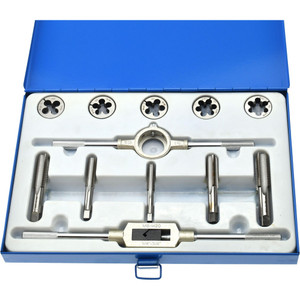 Value Collection Tap & Die Set: M12 x 1.75 to M20 x 2.5 Taps, Metric Coarse High Speed Steel, Round Dies, Adjustable, 12 Pc CCT1596 - 03959780
