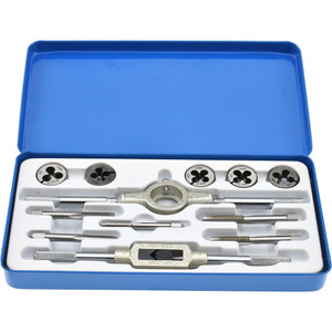 Value Collection Tap & Die Set: M5 x 0.8 to M10 x 1.5 Taps, Metric Coarse High Speed Steel, Round Dies, Adjustable, 12 Pc CCT1595 - 03959723