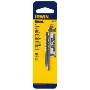 IRWIN Tap & Drill Set: #8-32 Taps, #29 Drills Carbon Steel, Bright Finish, Plug Chamfer, 2 pc 80217 - 77277689