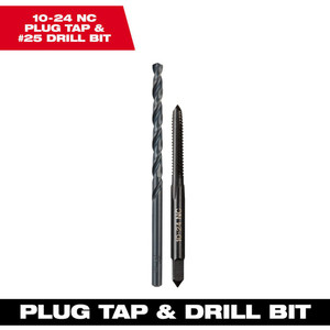 Milwaukee Tool Tap & Drill Sets, Maximum Drill Size (Wire): #25, Minimum Drill Size (Wire): #25, Tap Type: Standard Hand, Tap Coating/Finish: Oxide, Tap Material: High Carbon Steel, Drill Material: High Carbon Steel 49-57-5525 - 71091748
