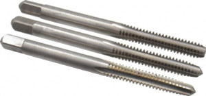 Cleveland Twist Drill Tap Set: #10-24 UNC, 4 Flute, Bottoming Plug & Taper, High Speed Steel, Bright Finish 2.375" OAL, Right Hand, 3 Pc C54324 - 40202624