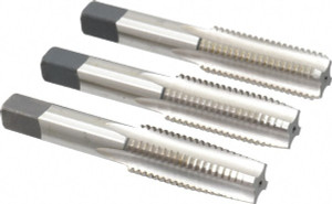 Cleveland Twist Drill Tap Set: 3/4-10 UNC, 4 Flute, Bottoming Plug & Taper, High Speed Steel, Bright Finish 4.25" OAL, Right Hand, 3 Pc C54841 - 40206666