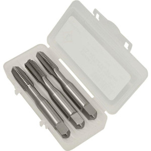 Cleveland Twist Drill Tap Set: Metric, 4 Flute, Bottoming Plug & Taper, High Speed Steel, Bright Finish 2.13" OAL, Right Hand, 3 Pc C54249 - 45729399