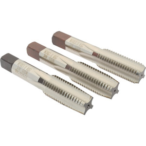 Hertel Tap Set: Metric Coarse, 4 Flute, High Speed Steel, Bright Finish 4-29/32" OAL, 6H Class of Fit, 3 Pc K029518AS - 02385755