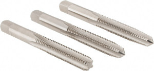 Hertel Tap Set: Metric Coarse, 4 Flute, High Speed Steel, Bright Finish Size 8 x 1.25 mm, 2-23/32" OAL, 6H Class of Fit, 3 Pc K029511AS - 02385698
