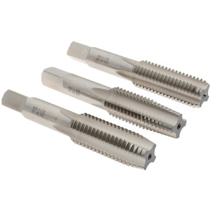 Made in USA Tap Set: M18 x 2.5 Metric Coarse, 4 Flute, Bottoming Plug & Taper, High Speed Steel, Bright Finish 4-1/32" OAL, 3 Pc 20437 - 45647252