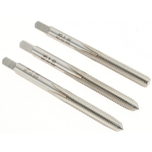 Made in USA Tap Set: M5 x 0.8 Metric Coarse, 4 Flute, Bottoming Plug & Taper, High Speed Steel, Bright Finish 2-3/8" OAL, 3 Pc 20423 - 45647864