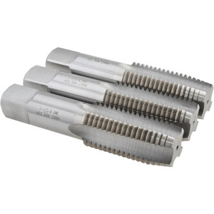 Value Collection Tap Set: 1-1/2-6 UNC, 4 Flute, High Speed Steel, Bright Finish 6-3/8" OAL, Right Hand, 3 Pc MSC-04489639 - 04489639