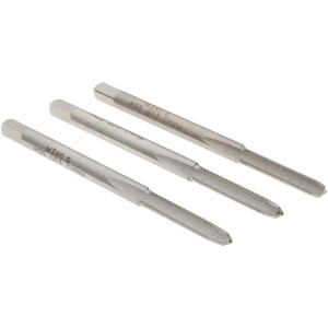 Value Collection Tap Set: M3 x 0.5 Metric Coarse, 3 Flute, High Speed Steel, Bright Finish 1-15/16" OAL, Right Hand, 3 Pc JY9036500 - 09036500
