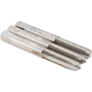 Value Collection Tap Set: Metric Coarse, 4 Flute, High Speed Steel, Bright Finish 2-15/16" OAL, Right Hand, 3 Pc JY9036583 - 09036583