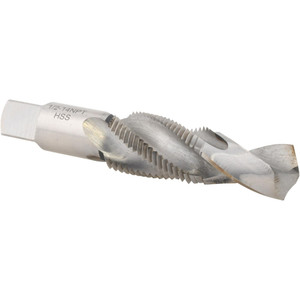 Value Collection Combination Drill Tap: 1/2-14, 4 Flutes, High Speed Steel 45/64" Drill, 1-3/8" Thread Length, 4-3/8" OAL 00382325 - 00382325