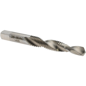 Value Collection Combination Drill Tap: 3/8-16, H3, 2 Flutes, High Speed Steel 0.3225" Drill, 1-1/8" Thread Length, 3-3/8" OAL 00452433 - 00452433