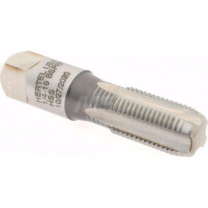 Hertel British Standard Pipe Tap: 1/4-19 Rp(BSPRP), Plug Chamfer, 4 Flutes High Speed Steel, Bright Finish R867373-S - 88245154
