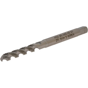 Hertel M2.5x0.45 Metric Coarse/EGM, 2 Flute, 52° Helix, Bottoming Chamfer, Bright Finish, High Speed Steel Spiral Flute STI Tap 1-15/16" OAL K007351AS - 07680663