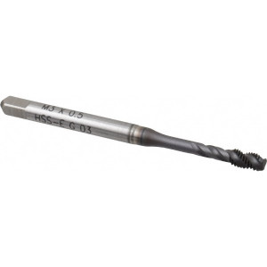 Accupro Spiral Flute Tap: M3 x 0.50, Metric Coarse, 3 Flute, Modified Bottoming, 6H Class of Fit, Powdered Metal, TICN Finish Right Hand Flute, Right Hand Thread, D3 43013-01C - 62491501