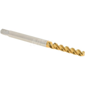 Accupro Spiral Flute Tap: M3 x 0.50, Metric Coarse, 3 Flute, Modified Bottoming, 6H Class of Fit, Powdered Metal, TiN Finish Right Hand Flute, Right Hand Thread, D3 43013-01T - 62491246