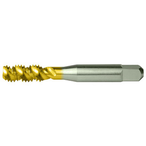 Cleveland Twist Drill Spiral Flute Tap: #6-32, UNC, 2 Flute, Bottoming, 2B Class of Fit, High Speed Steel, TiN Finish 0.38" Thread Length, 2" OAL, Right Hand Flute, Right Hand Thread, H3, Series 1094TN C55570 - 57213258