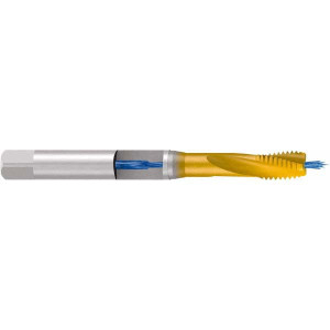 EMUGE-FRANKEN Spiral Flute Tap: M6x1.00 Metric, 3 Flutes, Modified Bottoming, 6HX Class of Fit, Cobalt, TIN Coated 10 mm Thread Length, 80 mm OAL, Right Hand Thread, Series Rekord D B0963701.0060 - 83908962