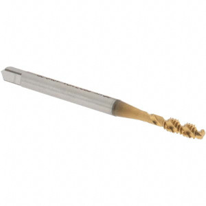 OSG Spiral Flute Tap: #4-40 UNC, 2 Flutes, Bottoming, 2B Class of Fit, High Speed Steel, TIN Coated 1-7/8" OAL, Right Hand Thread 2985005 - 04621496