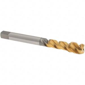 OSG Spiral Flute Tap: M12x1.25 Metric Fine, 3 Flutes, Modified Bottoming, 6H Class of Fit, Vanadium High Speed Steel, TIN Coated 100 mm OAL, Right Hand Thread 2392105 - 01559848