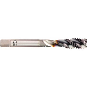 OSG Spiral Flute Tap: M8x1.00 Metric Fine, 3 Flutes, Modified Bottoming, 6H Class of Fit, Powdered Metal, TICN Coated 10 mm Thread Length, 90 mm OAL, Right Hand Thread, D5, Series 16500 1650000908 - 92886399
