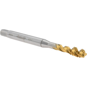 Walter Prototyp Spiral Flute Tap: 1/4-20 UNC, 3 Flutes, Semi-Bottoming, 2B Class of Fit, High Speed Steel, TIN Coated 10 mm Thread Length, 80 mm OAL, Right Hand Thread, Series TC115 7606556 - 95980868