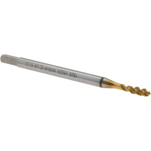 Walter Prototyp Spiral Flute Tap: M2 Metric, 3 Flutes, Semi-Bottoming, 6H Class of Fit, High Speed Steel-E, TiN Coated 4 mm Thread Length, 45.8 mm OAL, Right Hand Thread, Series TC115 7606182 - 17266057