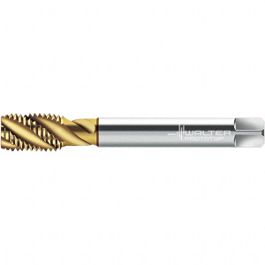 Walter Prototyp Spiral Flute Tap: M20x2.50 DIN 376, 4 Flutes, Semi-Bottoming, 6H Class of Fit, High Speed Steel, TIN Coated 25 mm Thread Length, 140 mm OAL, Right Hand Thread, Series TC115-M-L0 6743433 - 47332499