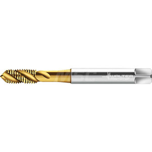Walter Prototyp Spiral Flute Tap: M3 Metric, 3 Flutes, Semi-Bottoming, 6H Class of Fit, High Speed Steel-E, TiN Coated 6 mm Thread Length, 57.25 mm OAL, Right Hand Thread, Series TC115 7629582 - 17265794