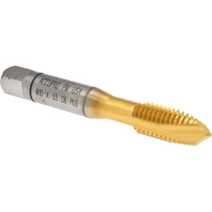 Accupro Spiral Point Tap: M10 x 1.5, Metric Coarse, 3 Flutes, Plug, 6H, Powdered Metal, TiN Finish Right Hand, D6 31076-00T - 62490677