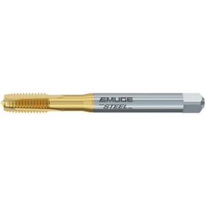 EMUGE-FRANKEN Spiral Point Tap: M4x0.7 Metric, 3 Flutes, Plug Chamfer, 6H Class of Fit, High-Speed Steel-E, TiN Coated 13.00 mm Thread Length, 63.00 mm OAL, Right Hand, D4, Series B0208400 B0208400.0040 - 95626982