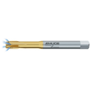 EMUGE-FRANKEN Spiral Point Tap: M6x1 Metric, 3 Flutes, Plug Chamfer, 6HX Class of Fit, High-Speed Steel-E-PM, TiN-70 Coated 10.00 mm Thread Length, 80.00 mm OAL, Right Hand, D5, Series B1088F01 B1088F01.0060 - 96374244