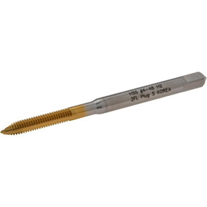 Hertel Spiral Point Tap: #4-48 UNF, 2 Flutes, Plug, 2B Class of Fit, High Speed Steel, TiN Coated 9/16" Thread Length, Right Hand, H2, K008104AS25 - 07679210