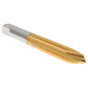 Hertel Spiral Point Tap: M10x1.50 Metric Coarse, 3 Flutes, Plug, High Speed Steel, TiN Coated 1-1/4" Thread Length, Right Hand, D3, K020251AS25 - 07681356