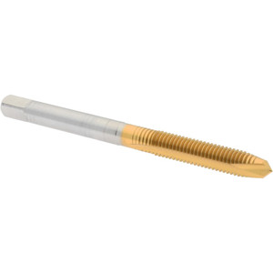 Hertel Spiral Point Tap: M5x0.80 Metric Coarse, 2 Flutes, Plug, 6H Class of Fit, High Speed Steel, TiN Coated 7/8" Thread Length, Right Hand, D4, K027739AS25 - 87145538
