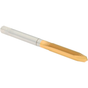 Hertel Spiral Point Tap: M5x0.80 Metric Coarse, 2 Flutes, Plug, High Speed Steel, TiN Coated 7/8" Thread Length, Right Hand, D2, K020155AS25 - 07681208