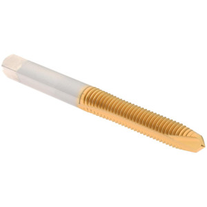 Hertel Spiral Point Tap: M6x1.00 Metric Coarse, 2 Flutes, Plug, High Speed Steel, TiN Coated 1" Thread Length, Right Hand, D3, K020171AS25 - 07681232