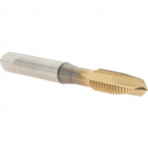 OSG Spiral Point Tap: M8x1.25 Metric Coarse, 3 Flutes, Plug, 6H Class of Fit, High Speed Steel, TiN Coated 1-1/8" Thread Length, Right Hand, Series 288 2888405 - 04621348