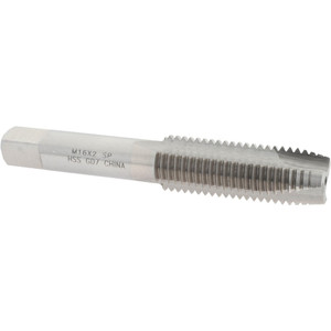 Value Collection Spiral Point Tap: M16x2.00 Metric Coarse, 3 Flutes, Plug, 6H Class of Fit, High Speed Steel, Bright Finish 1-13/16" Thread Length, Right Hand, D7, MSC-04997854 - 04997854