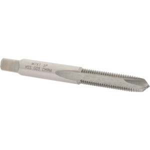 Value Collection Spiral Point Tap: M7x1.00 Metric Coarse, 2 Flutes, Plug, High Speed Steel, Bright Finish 1-1/8" Thread Length, Right Hand, D5, MSC-04997458 - 04997458