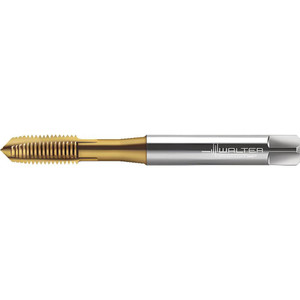 Walter Prototyp Spiral Point Tap: M2x0.4 Metric, 2 Flutes, Plug Chamfer, 6H Class of Fit, High-Speed Steel-E, TiN Coated 6.00 mm Thread Length, 45.00 mm OAL, Right Hand, Series TC216 7606188 - 13129317