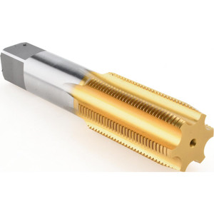 Hertel Straight Flutes Tap: 1-1/4-12, UNF, 6 Flutes, Plug, 3B, High Speed Steel, TiN Finish 2-9/16" Thread Length, 5-3/4" OAL, Right Hand, H4 K008667AS25 - 59914861