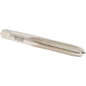 Made in USA Straight Flute Tap: M8x1.25 Metric Coarse, 4 Flutes, Plug, High Speed Steel, Bright/Uncoated 2-23/32" OAL, D5 19391 - 45647039