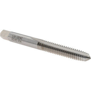 Titan USA Straight Flute Tap: 1/4-20 UNC, 2 Flute, Plug Chamfer, 2B/3B Class of Fit, HSS, Bright/Uncoated Finish 1" Thread Length, 2-1/2" OAL, Right Hand, H3, Series 725 TT90316 - 07969058