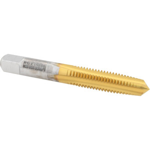 Titan USA Straight Flute Tap: M10x1.5 Metric Coarse, 4 Flute, Taper Chamfer, 6H Class of Fit, HSS, TiN Finish 1-1/4" Thread Length, 2-15/16" OAL, Right Hand, D6, Series 757 TT75756 - 07959398
