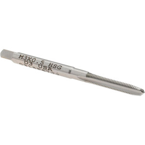 Titan USA Straight Flute Tap: M3x0.5 Metric Coarse, 3 Flute, Plug Chamfer, 6H Class of Fit, HSS, Bright/Uncoated Finish 5/8" Thread Length, 1-15/16" OAL, Right Hand, D3, Series 755 TT93017 - 07954498